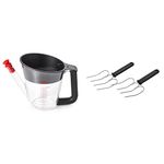 OXO Good Grips Fat Separator - 1 Litre & KitchenCraft Poultry Lifting Forks, Turkey and Meat Lifters, Stainless Steel, 22 x 9 cm, Set of 2, Black/Silver