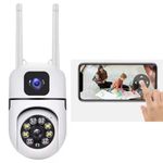 DDLC Dual Lens/Dual Screen Color Vision 5+5 MP Full HD Wireless Indoor Camera with Supports Two Way Audio Alarm Notification (Dual Lens Mini ptz)