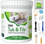 35oz White Tub and Tile Paint, Tub and Tile Refinishing Kit with 8 Tools, Semi-Gloss Bathtub Paint for Bathroom, 50-60sq.ft, Low Odor Bathtub Refinishing Kit for Fiberglass, Sink, Kitchen, Shower