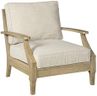 Signature Design by Ashley Clare View Outdoor Eucalyptus Wood Single Cushioned Lounge Chair, Beige