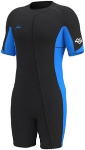 Hevto Shorty Wetsuits Men 2mm Neoprene Short Wet Suit Front Zip for Surfing Diving Kayaking Swimming Paddleboard(M1S-Blue, L)