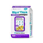 Petkin Petwipes Big 'n Thick Extra Large Pet Wipes for Dogs and Cats Cleans Face, Ears, Body and Eye Area Super Convenient, Ideal for Home Or Travel-18 X 28 Cm