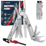 BIBURY Multitools, Camping Multi Tool Foldable Pliers with Upgraded Scissors and Hammer, Stainless Steel Multitools with Nylon Pouch, Ideal for Outdoor, Hiking - Gift for Dad Men Christmas Gifts