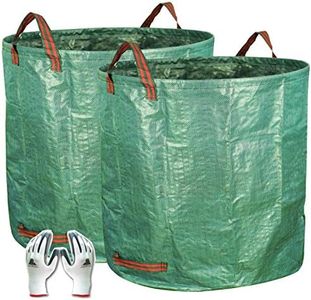 Gardzen 2-Pack 132 Gallons Gardening Bag with Double Bottom Layer - Extra Large Reuseable Heavy Duty Gardening Bags, Lawn Pool Garden Leaf Waste Bag, Comes with Gloves