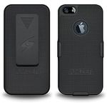 Amzer Shellster Shell Holster Combo Case Cover for Apple iPhone 5, iPhone 5S, iPhone SE (Fits All Carriers) - Black