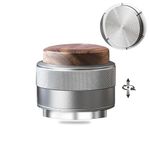 58mm Walnut Coffee Distributor & Hand Tamper, Adjustable Depth, Coffee Leveler Fits for 58mm, Professional Espresso Hand Tampers (Silver)