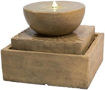 Teamson Home 40.5 cm 2-Tier Geometric LED Outdoor Water Fountain, Natural Stone