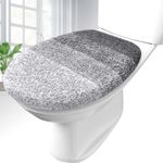 OLANLY Soft Microfiber Bathroom Toilet Lid Cover, Machine Washable Seat Covers, 17.5x15, Stays in Place Rubber Backing, Fits Most Round, Elongated and Oblong Lids, Accessories Decor, Gray