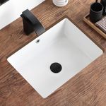 18 Inch Undermount Bathroom Sink White Rectangular Porcelain Ceramic Vanity Basin with Overflow (18.3"x13.8") KDKSC