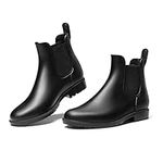 DREAM PAIRS Wellington Boots Women and Men Ankle Ladies Wellies Short Chelsea Booties Waterproof Rain Boots,SDRB2201W-E,Black,8 UK/42 (EUR)