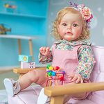 Angelbaby Reborn Toddler Doll 24 inch Real Baby Dolls in Soft Silicone Realistic Reborn Girl with Curly Blonde Hair Life Like Su-Su Dolls (Pink)