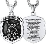 FaithHeart Saint Michael Necklace for Men Women Sturdy Stainless Steel Pendant with 22" Chain High Polish Hypoallergenic Comfort Fit Accessories