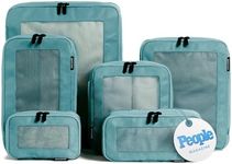 Aerotrunk Compression Packing Cubes for Travel - Luggage Organizer Bags - Double Zipper Packing Cubes for Suitcases (6-Pack, Teal)