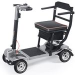 TopMate ES40 Mobility Scooters for Adults Lightweight Collapsible Airline Approved, Foldable Electric Powered Scooter for Seniors with Removable Battery, LED Headlights & Storage Bag - Silver Black