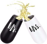 Mr and Mrs Stainless Steel Insulated Tumbler with Lid and Straw, Champagne Flutes Gifts for Wedding, Engagement, Anniversary, Birthday Gifts for her his, Couples, Bride to be Gifts, 6 oz