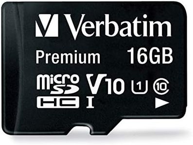 Verbatim Carte mémoire microSDHC Premium 16 Go noire avec adaptateur - pour capture vidéo en full HD - résiste à l'eau & aux chocs - carte mémoire SD pour appareil photo smartphone tablette
