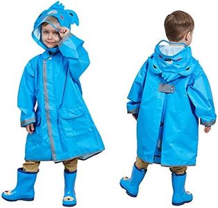 SSAWcasa Rain Poncho Kids,Toddler Poncho with Hood,Waterpoof Rain Jacket Coat,3D Cartoon Children Rainwear for Girl Boy, Blue, Small