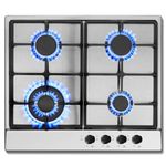 SNDOAS Gas Hob 4 Burners, NG/LPG Convertible, Built-in Stainless Steel Cooktop with Flame Failure Protection, Cast Iron Pan Support, 8060W