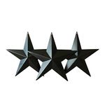 CVHOMEDECO. Country Rustic Antique Vintage Gifts Metal Barn Star Wall/Door Decor, 8-Inch, Set of 3. (Matt Black)