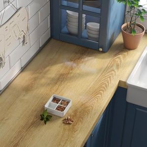 Livelynine 15.8x394 Inch Oak Wood Wallpaper Kitchen Counter Top Peel and Stick Waterproof Contact Paper for Desk Top Matte Vinyl Countertop Wrap Stick on Shelf Liner Renter Friendly Cabinet Makeover