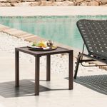 Pellebant Indoor Outdoor Small Aluminum Square Side/End Table, Chaise Lounge Table, Patio Coffee Bistro Table, Brwon