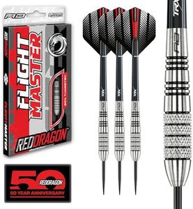 Red Dragon Sidewinder: 30g Flightmaster - 80% Tungsten Steel Darts with Flights, Shafts and Wallet