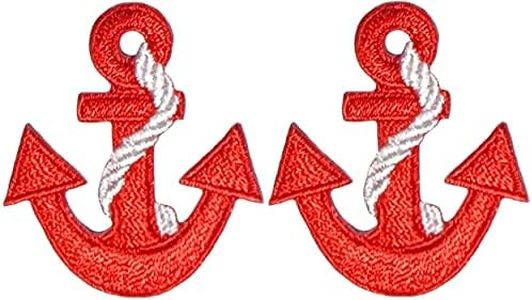 Ranger Return Set 2 of Small Cute Mini Anchor Marine Nautical Sailor Naval Rope Shape Sign Badge Tiny Decal Applique Sew Iron on Embroidered Patches - Red (Anchor-RED-MINI2)