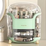 Makeup Storage Organiser with Clear Lid, Skincare Organiser Drawers Beauty Holder Cosmetic Organisers for Bathroom, DressingTable Organiser Dustproof Waterproof (Light Green)