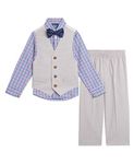 Nautica Baby Boys' 4-Piece Set with Dress Shirt, Vest, Pants, and Tie, Light Stone, 6-9 Months