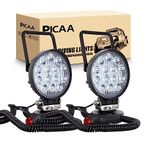 PICAA 2PCS 4 inch 42W Magnet Round Led Work Light Spot Beam Portable Magnetic Base Portable 12V 24V 6000K LED Driving Light Search Lights for Car Off road Truck 4x4 SUV ATV Tractors