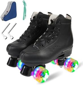 Derby Roller Skates for Men and Women, Professional Outdoor Indoor, Adjustable Four Wheel Senior Skates (Women's 7 / Men's 6)