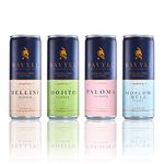 Savyll Collection | Non Alcoholic Cocktails | Natural Ingredients | Low Calories | 4 x 250ml Cans | Includes: Peach Bellini, Lime Mojito, Grapefruit Paloma, and Ginger Moscow Mule