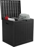 ROJIK Outdoor Storage Housing Deck Box-Waterproof Patio Furniture,Garden Tools,Cushions,Pool Accessories Storage Waterproof Resin Box with Capacity (30 Gal & Black)