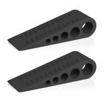 HOMOTEK 2 Pack Wedge Rubber Door Stops Door Chucks Stoppers Wall Protector for Floor & Bottom of Door with Self Adhesive White Holder, 5"x1-9/16"x1-5/16" (Black)