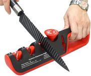 Knife Sharpener 4 in 1, Knife Sharpeners for Kitchen Knives, 6 Adjustable Angle Knife Sharpening Kit - Kitchen Knife Sharpener Kit Sharpening Stone with Scissors Sharpening Tool, Manual Sharpener