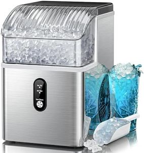 Kismile Nugget Ice Makers Countertop,Portable Ice Machine with Crushed Ice, 35lbs/Day,Self-Cleaning,One-Click Operation for Home Use(Silver)
