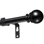 Black Curtain Poles for Eyelet Curtains,70-190cm Curtain Rod with Round Finial Heavy Duty Decorative Windows Drapery Rods