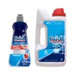 Finish Dishwasher Rinse Aid Liquid, Shine & Dry - 400ml and Classic Dishwasher Detergent Powder- 1Kg | World's #1 Recommended Dishwashing Brand
