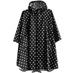 Anyoo weight Waterproof Rain Poncho Reusable Ripstop Breathable Multi-use Raincoat for Men Women with Hood for Outdoors, 3 Dot Black,