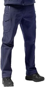 FREE SOLDIER Men's Outdoor Softshell Fleece Lined Cargo Pants Snow Ski Hiking Pants with Belt(Dark Navy 40W x 30L)
