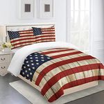 3D American Flag Duvet Cover Bedding Set Double Bed for Children Teens Pattern with 2 Pillowcases Quilt Cover with Zipper Closure 100% Microfiber,200x200 cm(W x L).