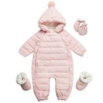 famuka Baby Winter Warm Down Snowsuits Hooded Puffer Outwear (Pink, 2 Years)