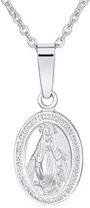 Traditional Christian Our Lady of Guadalupe of Protection Catholic Religious Small Oval Medal Medallion Virgin Mary Necklace Pendant for Women Teens .925 Sterling Silver