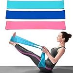 DIWUJI Set of 3 Exercise Resistance Bands,1.5M/4.9ft Skin-Friendly Long Elastic with Standard Resistance Levels for Physical Therapy Strength Training Yoga Fitness,Blue,Pink