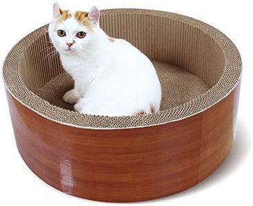 ScratchMe Cat Scratcher Post & Board, Round Cat Scratching Lounge Bed, Durable Pad Prevents Furniture Damage, 17.32'' x 17.32''x 6.11''