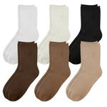 6 Pairs Womens Socks,Solid Color Crew Socks Women,Breathable Cotton Socks For Women,Sports Socks for Leisure Sports and Parties, UK4-7 One Size