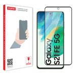 POPIO Tempered Glass Screen Protector Compatible For Samsung S21 Fe (Black) Edge To Edge Coverage With Easy Installation Kit for Smartphone