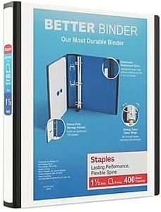 Staples 1 1/2-inch 3-Ring Better Binder, White, 3/Pack (ST55856-CCVS)