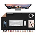 LOLLIDO Natural Cork & Leather Dual Sided Desk Pad, 32" x 16" Waterproof PU Leather Desk Writing Mat, Large Mouse Pad Desk Protector(Cork+Black)