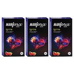 Manforce Ignite Apple-Peach Flavoured Extra Dotted Condoms - 10 Pieces (Pack of 3), Transparent, Large